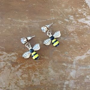 Dangly Diamond Bee Earrings